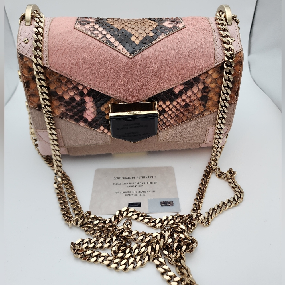 Jimmy Choo Pink Python, Elaphe and pony Lockett shoulder bag
